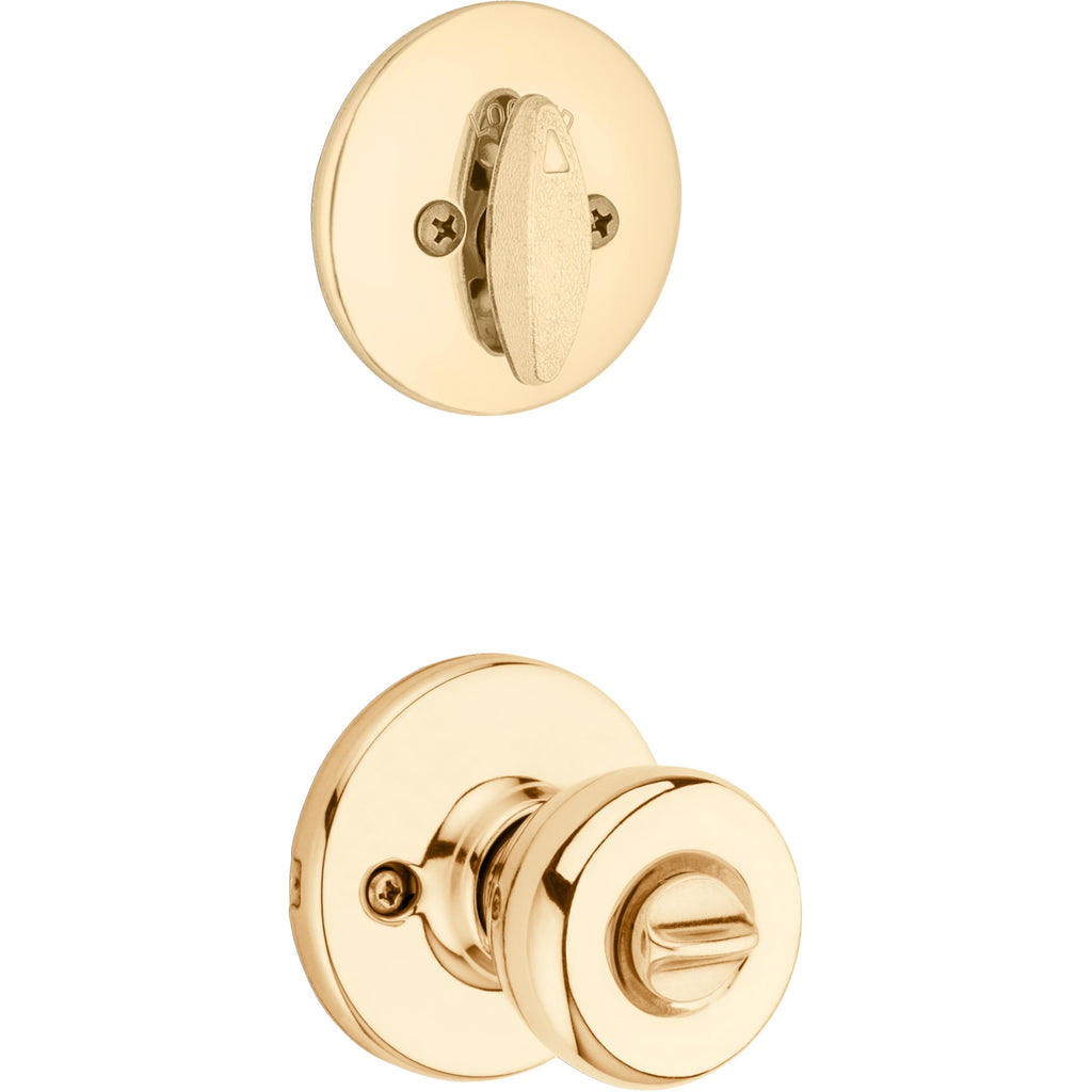 Tylo Front Door Lock Handle and Deadbolt Set, Entry Handleset Exterior with Interior Door Knob, Polished Brass, Pick