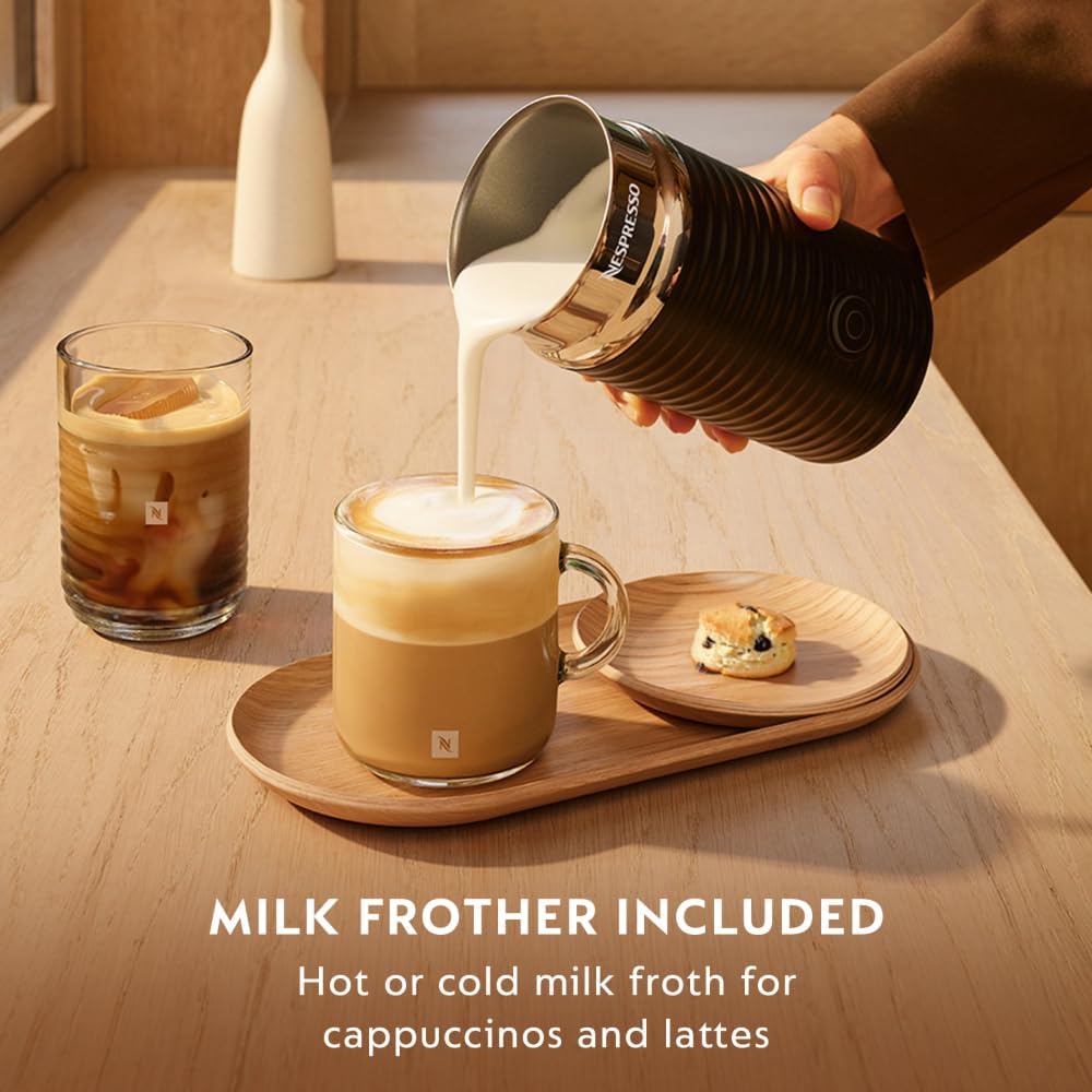 Vertuo Pop+ Coffee Machine with Milk Frother, Liquorice Black | Coffee and espresso maker by with compact design.