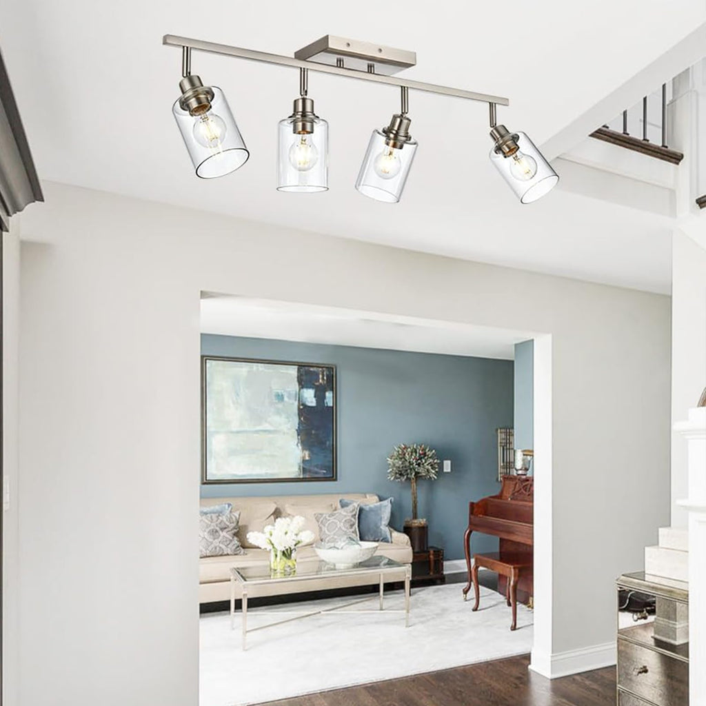 Brushed Nickel Bathroom Vanity Lighting, Modern Track Lighting Fixtures Ceiling Flush Mount Ceiling Light