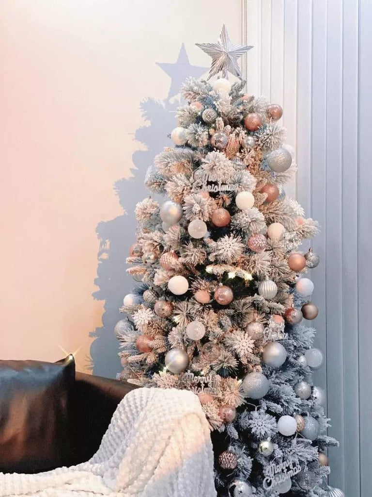 2.4Meters (8feet) - New PE Pine Needle Christmas Tree, Luxury Snow Scene Tree for Retail Stores, Lush Artificial