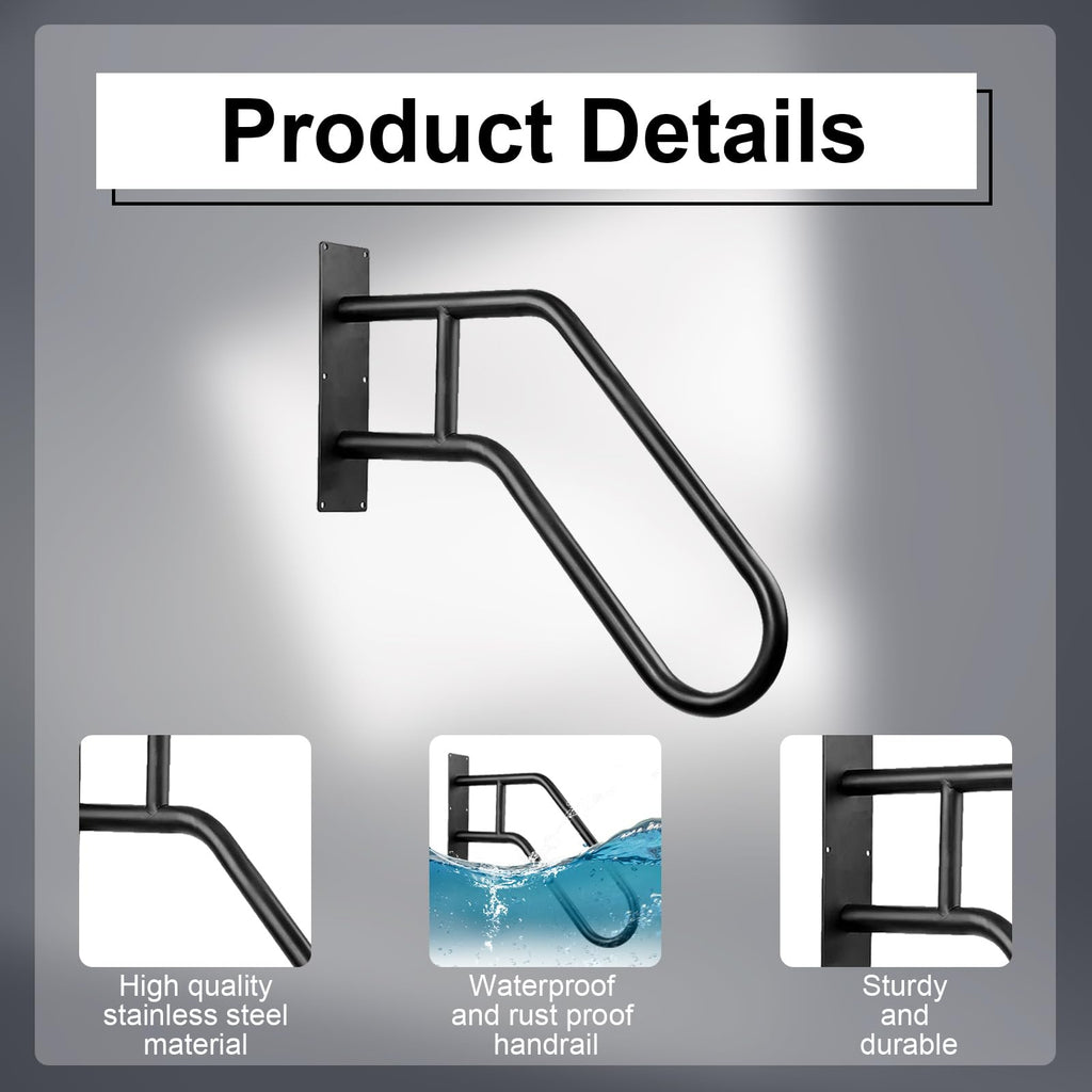 2 Pack Outdoor Handrail for 1-3 Step Stairs