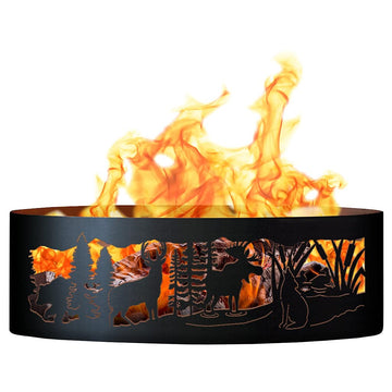Moonlight Gathering Unpainted 12 in. Tall 37 in. Diameter Outdoor Fire Ring - 37 x 37 x 12 in. - Rustic Black