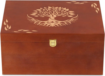 Keepsake Box Tree of Life Gifts for Women, Wooden Storage Boxes, Decorative Organizer with Lid for Memory Treasure