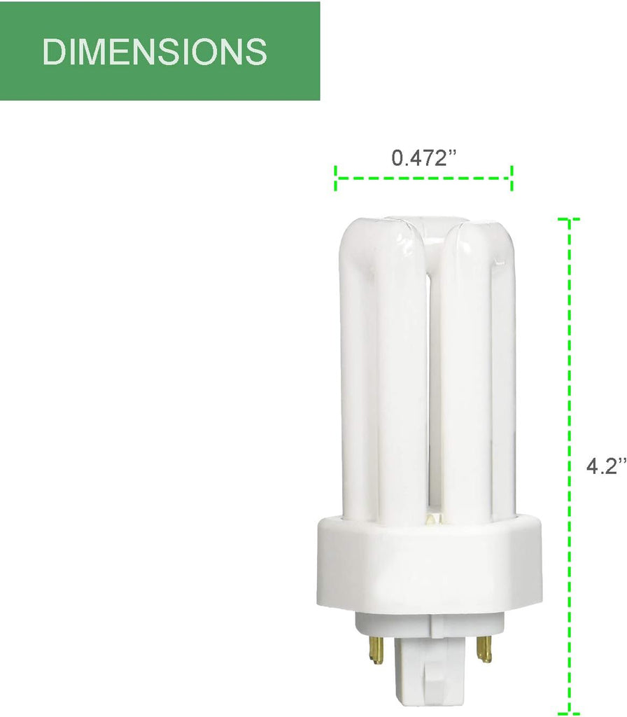 13 Watt CFL Light Bulbs | 4 Pin GX24Q-1 Base 2700K Soft White | 13W High Output 900 Lumens | Triple Tube Compact