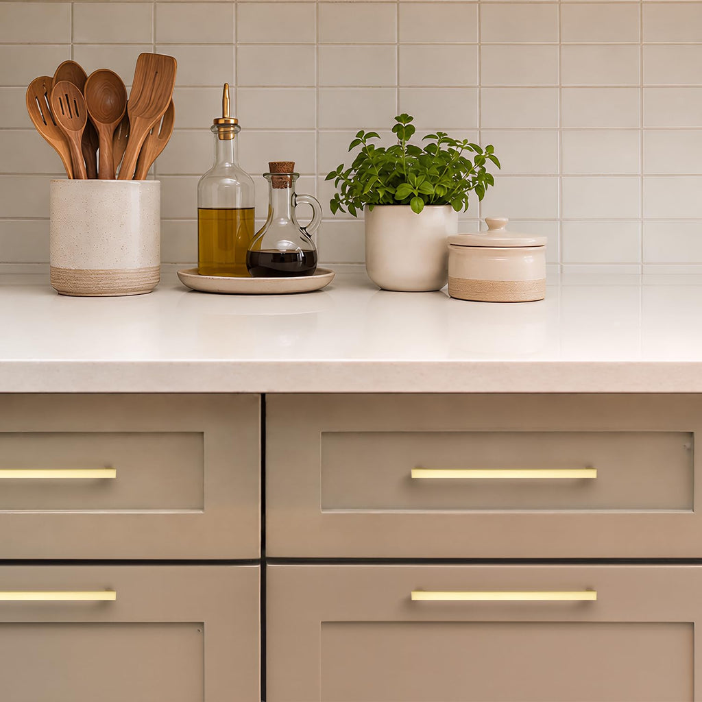 Brushed Gold Cabinet Handles Solid Cabinet Pulls 6-1/4 Inch 15 Pack