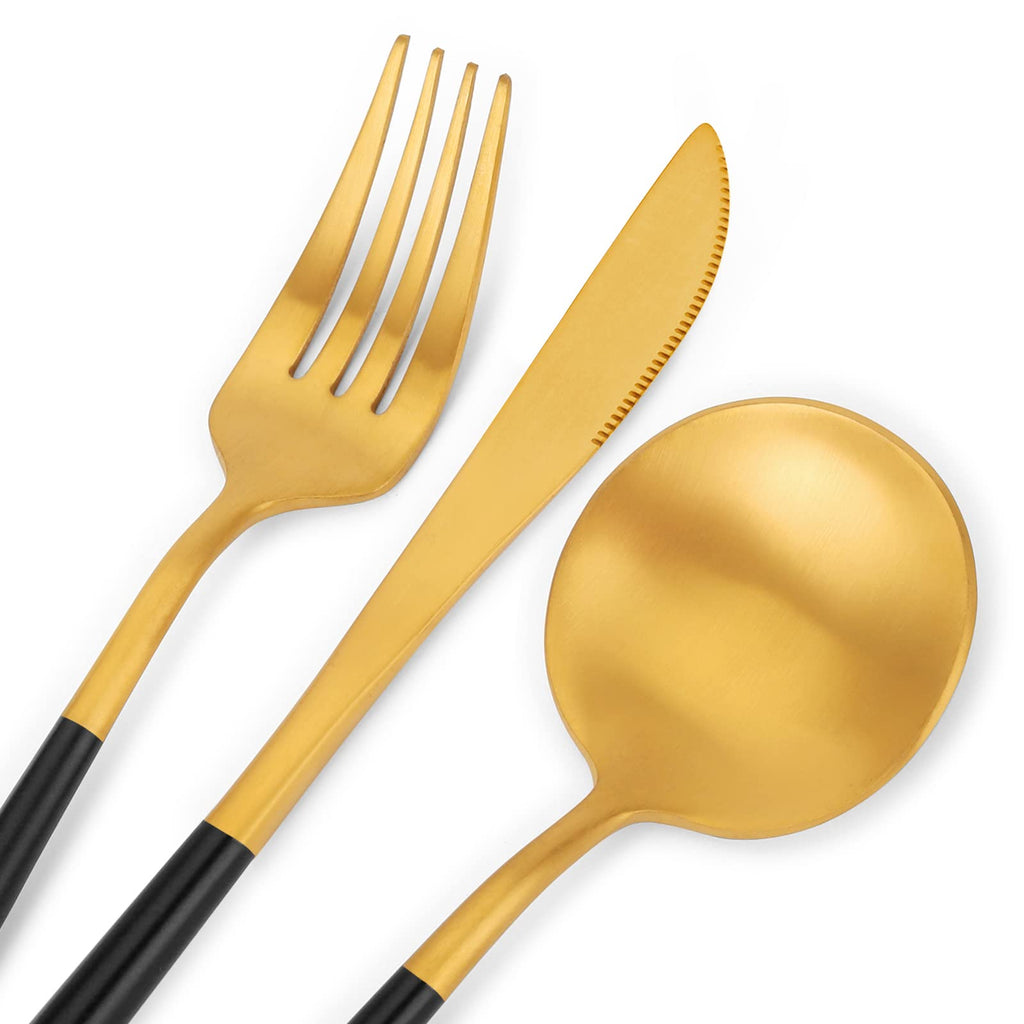 Matte Gold Silverware Set, 20-Piece Stainless Steel Satin Finish Flatware Set Service for 4, Kitchen Utensil Set