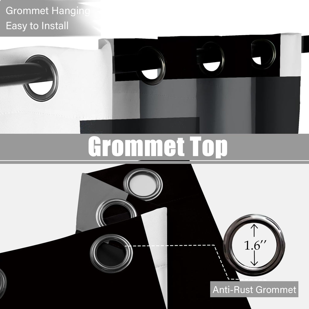 Black White Grey Blackout Curtains Living Room 96 inch