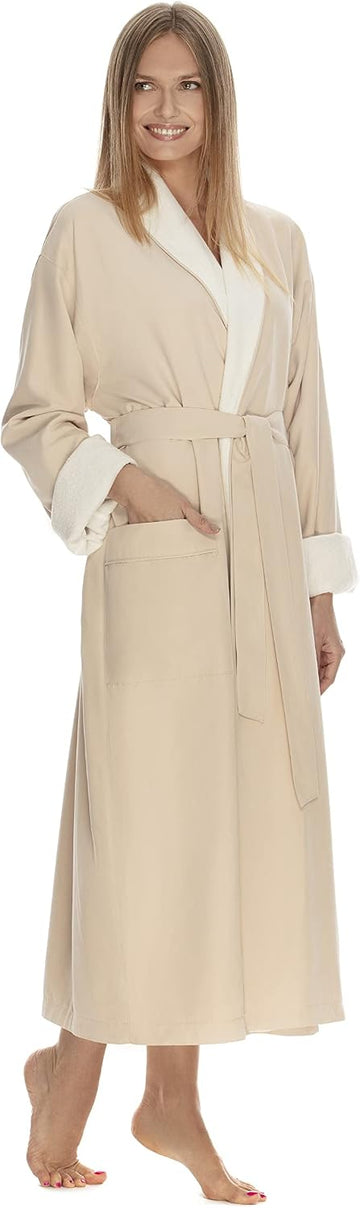 Women's Microfiber Robe by BOCA, Luxury Hotel Bathrobe, Generous Sizing | Full length resort & spa bath robes for