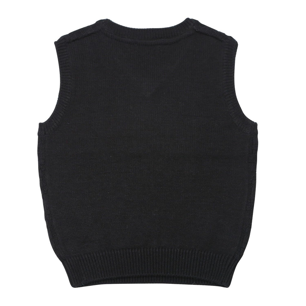 Kids Toddlers Unisex Classic Checkered Pattern Lightweight V-Neck Wool Blend Knit Vest for Boys & Girls