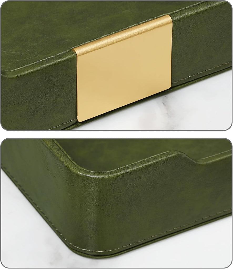 PU Leather Valet Tray, Nightstand Organizer, Catchall Tray, Green