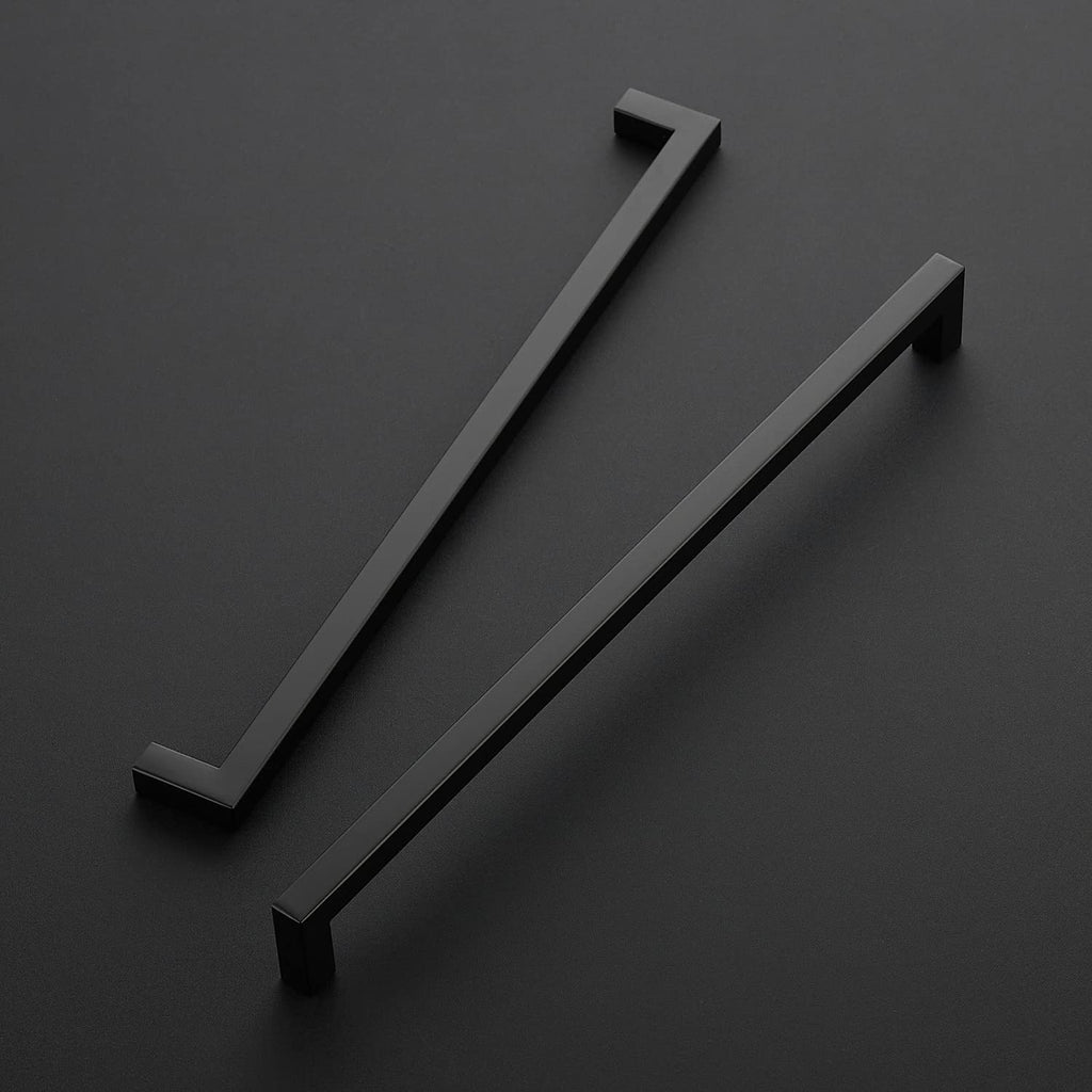 Matte Black Cabinet Handles Square Pulls 12-3/5 Inch 10 Pack