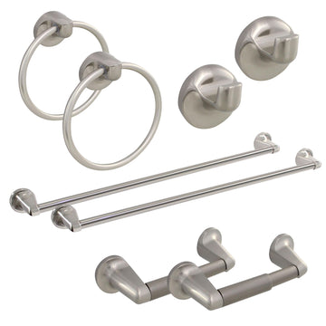 Chrome Bathroom Hardware Set 24 inch 8 Pieces Bathroom Accessories Set Brushed Nickel Wall Mounted Hand Towel Bar