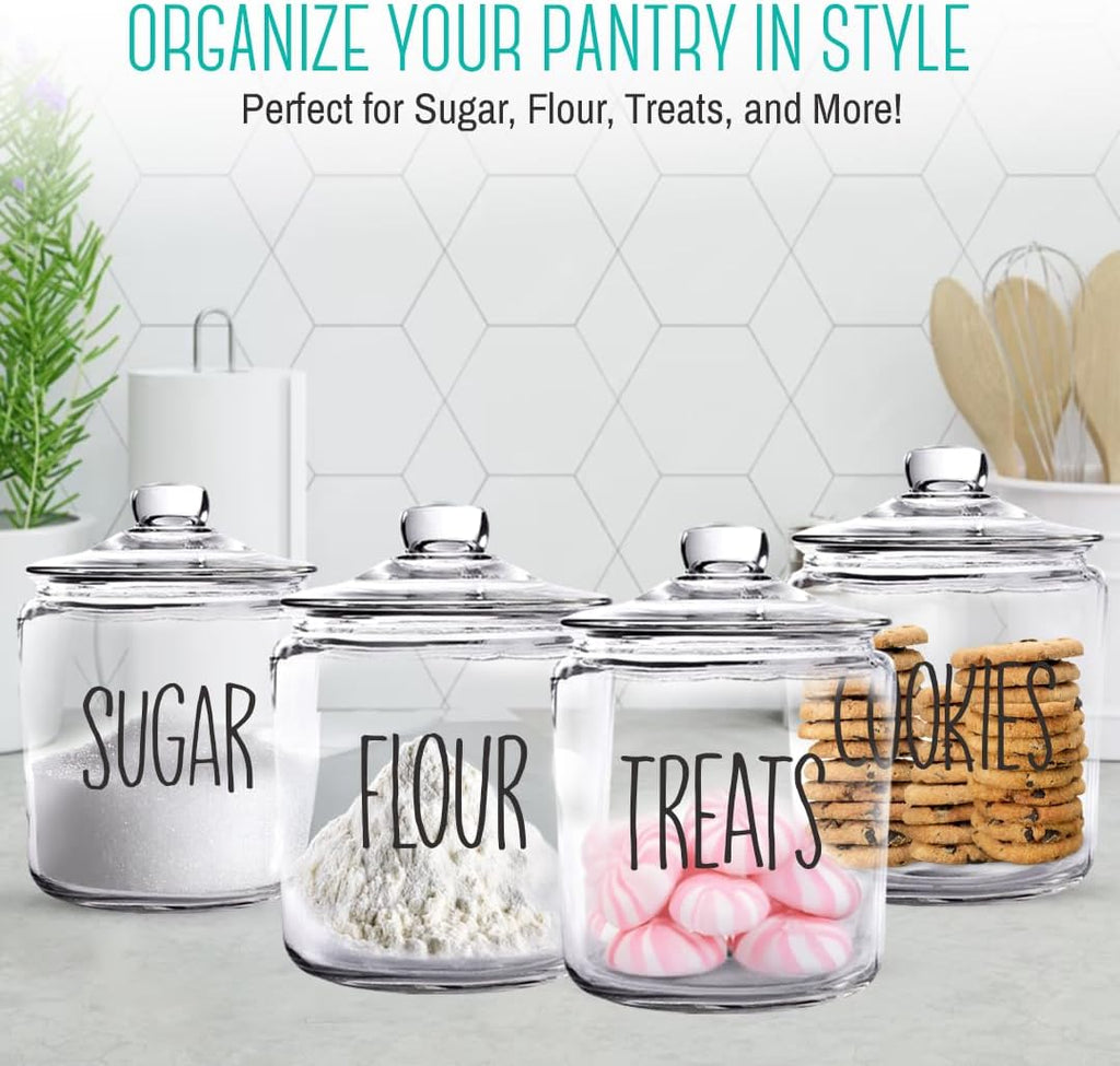 1 Gallon Cookie Jar Countertop| Airtight Glass Storage Jars for Candy, Coffee, Dog Treats| Large Glass Apothecary