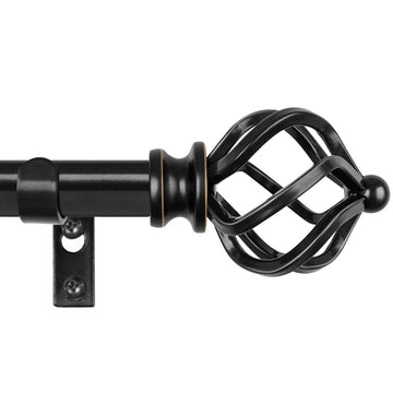 Black Curtain Rods for Windows 72 to 144 Inch, Long Adjustable Rod