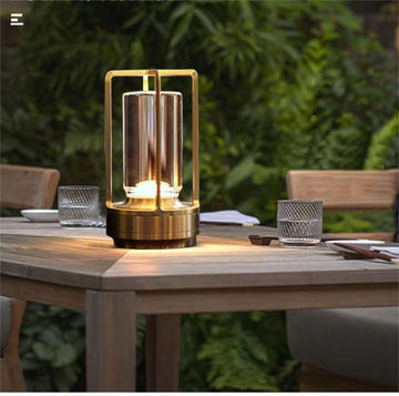 Portable Metal Table Lamp for Indoor/Outdoor,Rechargeable Cordless 3 Colors