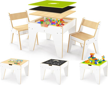 Toddler Table and 2 Chairs, in-1 Kids Activity Table with Storage