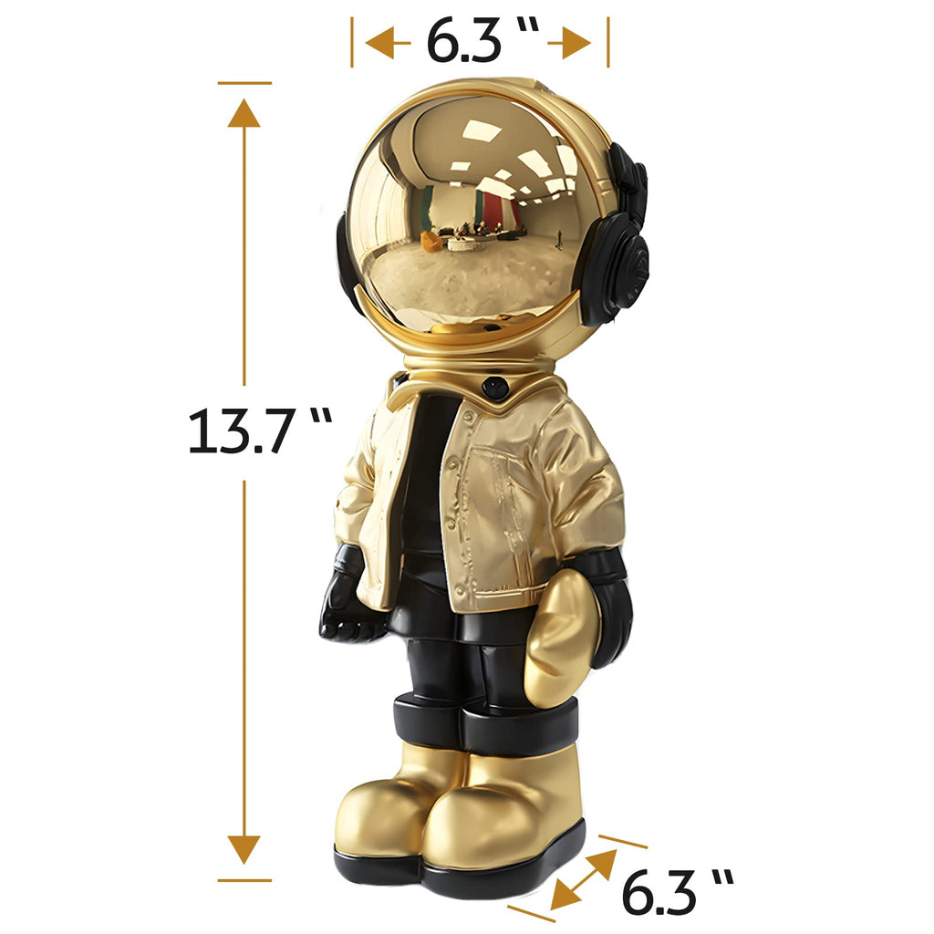 Astronaut Statue, Spaceman Sculpture Polyresin Figurine Gold