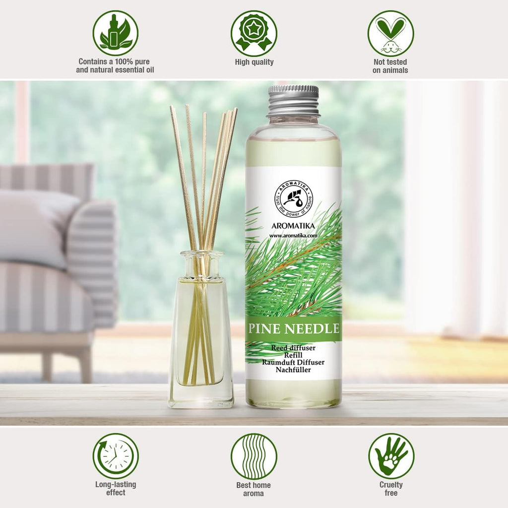 Pine Diffuser Refill 6.8 Fl Oz - Fresh & Long Lasting Fragrance - Scented Reed Diffuser - Diffuser Oil Refill - Set of 68