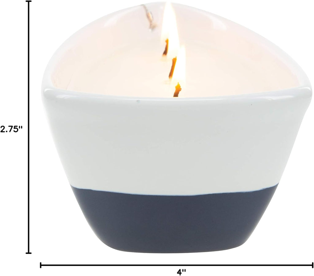 Life is Better 10 Oz Triple Wick Candle in Ceramic Boat Dish, Blue, 67770, 67770, 67770 - Set of 10