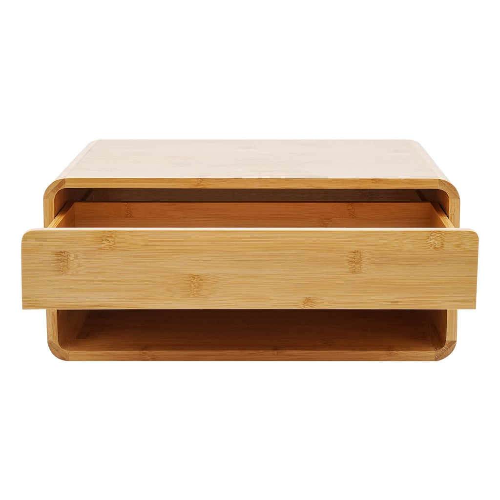 Bamboo Floating Nightstand with Storage Drawer, Wall Mounted Bedside Table End Tables with Open Shelf, Bedside