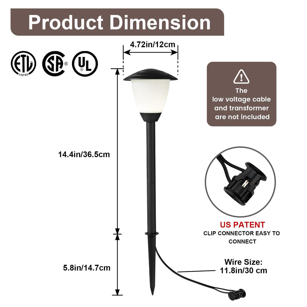 6 Pack Low Voltage Landscape Lighting LED Garden Lights Warm White