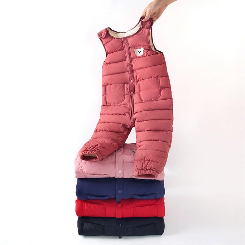 Boys Girls Snow Pants Kids Snowsuit Puffer Winter Warm Snowsuit Zip Up Quilted Down Overalls Windproof Ski Outfits