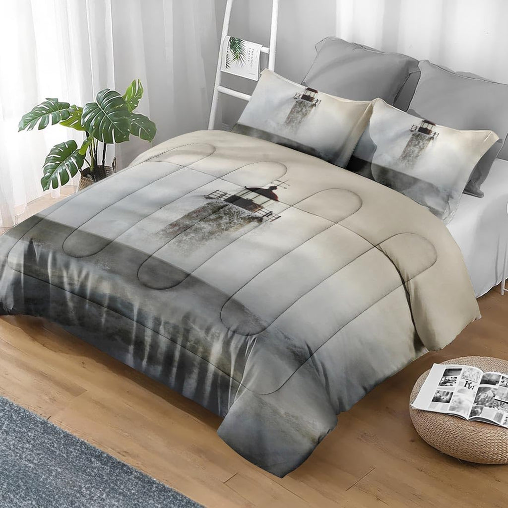 Comforter Set, 3 Pieces Ocean Coastal Bedding, All Season