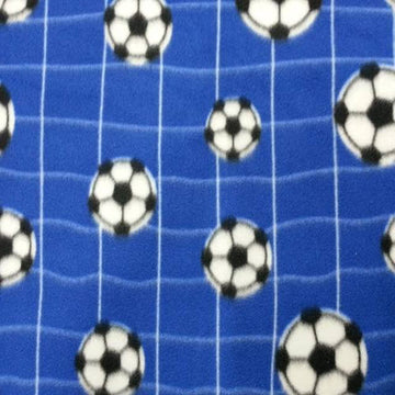Textiles 2 Yards Bolt Blue Soccer Balls Print Fleece Fabric