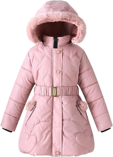Girl Winter Dress Coats Hooded Fleece Jacket Kid Padded Heavy Parka