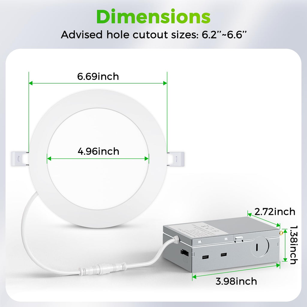 6 Pack 6 Inch LED Recessed Ceiling Light 5CCT with Junction Box