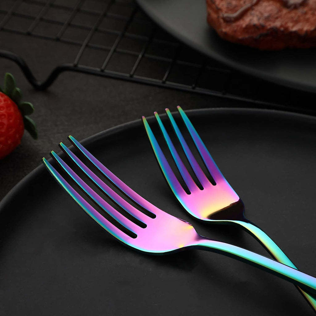 Rainbow Silverware Set Flatware Cutlery - 40 Pieces Stainless Steel Colorful Utensils, Tableware Set Service for 8