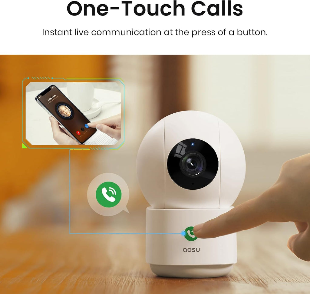 2K Indoor Camera,Baby Monitor Security with 2.4GHz WiFi only