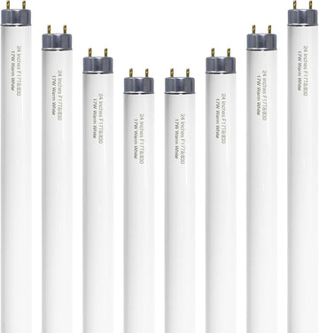 24 inch F17T8/830 17 Watts Light Bulb Warm White, 2 Foot Straight Fluorescent Tube T8 Tube Light F17T8/WW, 1500 Lumen
