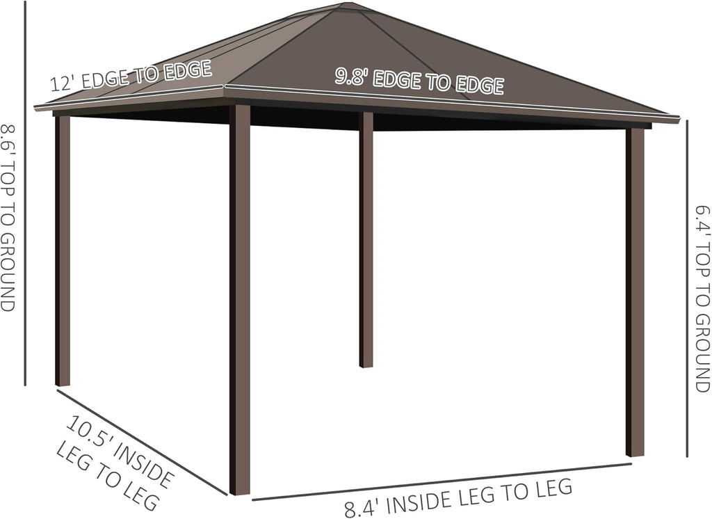 10' x 12' Hardtop Gazebo with Curtains and Netting
