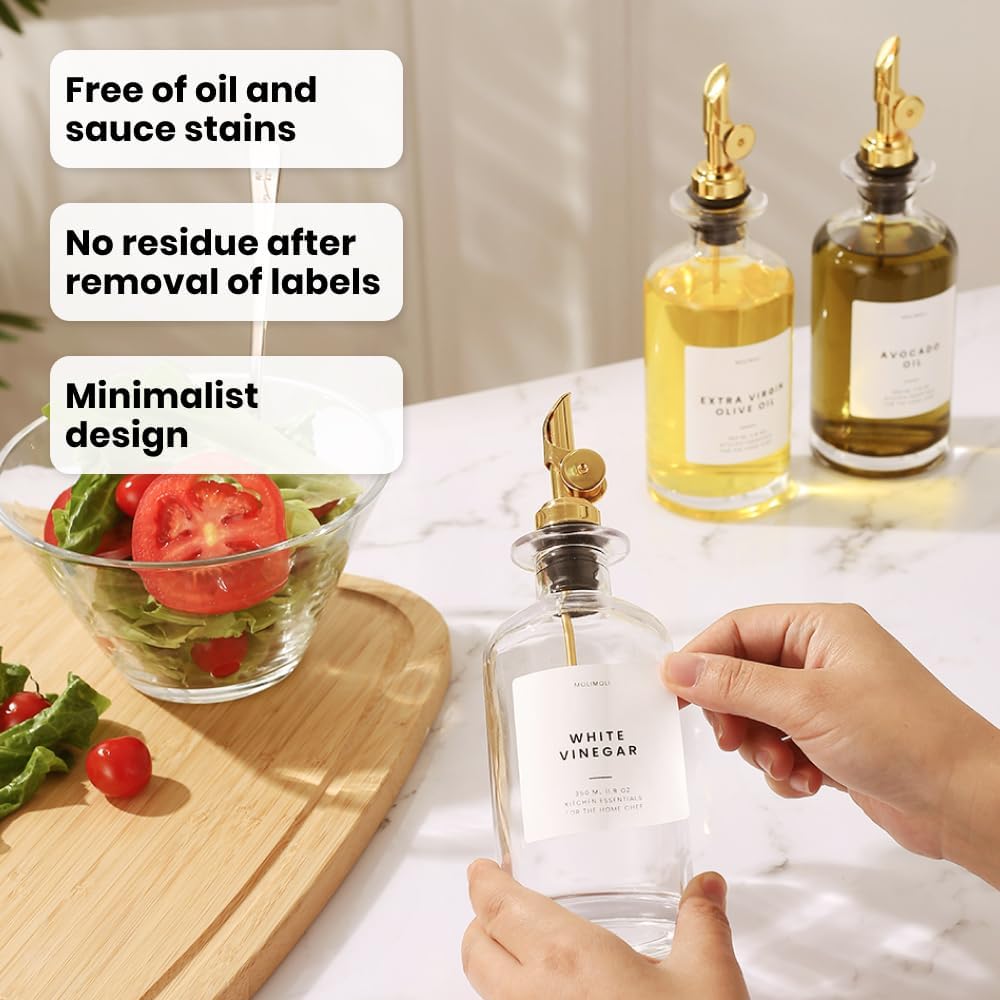 Premium Olive Oil Dispenser Bottles with Pourer - Oil and Vinegar Dispenser Set, Glass Dispenser, Dispenser Bottle - Set of 2