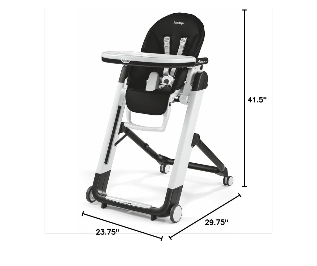PEG Siesta, Grow With Baby Folding High Chair & Recliner, Licorice | Height Adjustable, Quick Clean & Easy Push