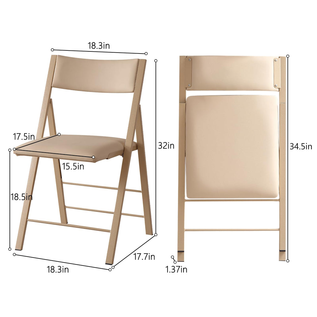 Folding Chairs 2 Pack, 450Lbs Steel Frame Foldable Dining Chairs, Wood