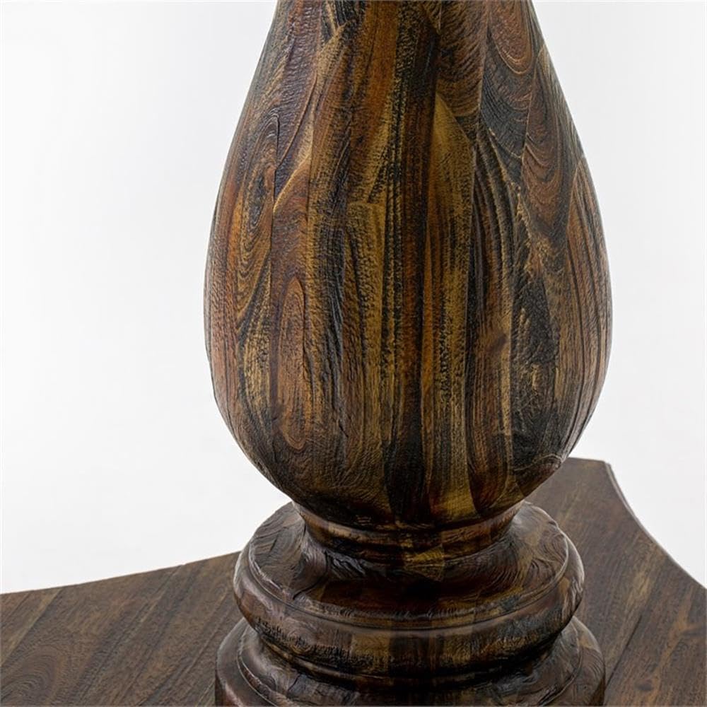 Ferris Dining Table - a Round Wooden Table Top with Pedestal Base, 48x48 Inch, Distressed Jacobean