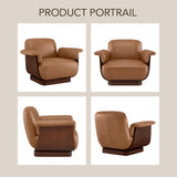 Modern Swivel Lounge Chair — Saddle Genuine Leather