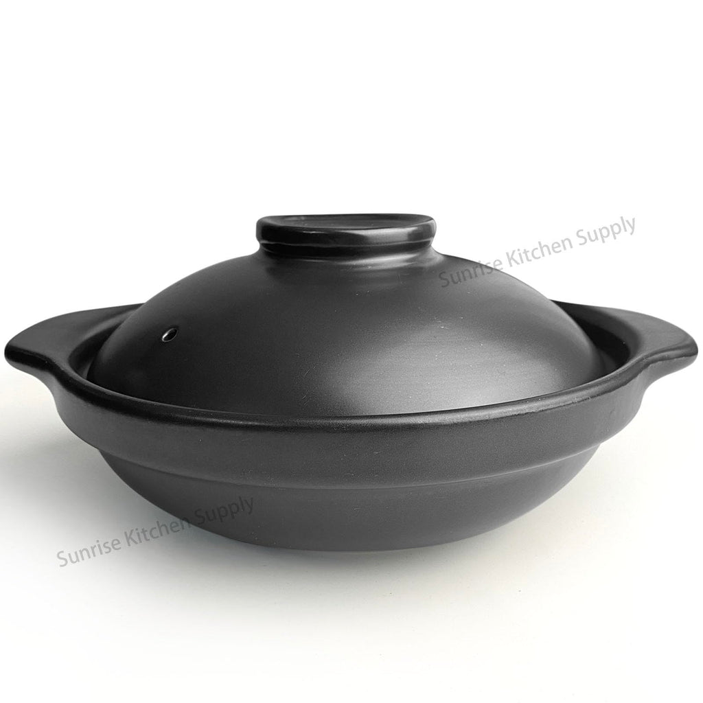 Black Casserole Clay Pot (36, Ounces)