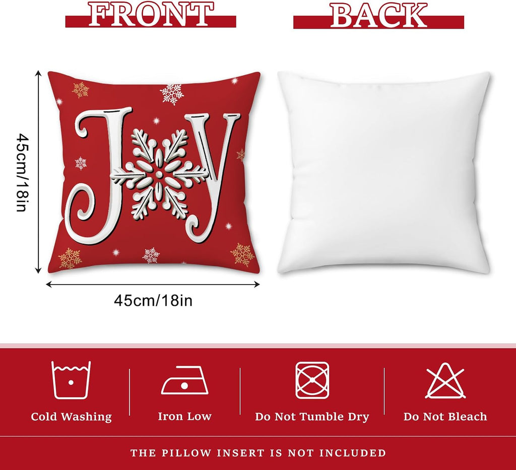 Christmas Throw Pillow Covers 18x18 Inches - Set of 4