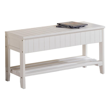 Quality Solid Wood Shoe Bench with Storage, White