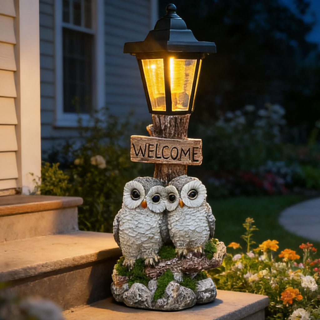 Solar Owl Garden Statue Owl Welcoming Sign | Casa Home Living