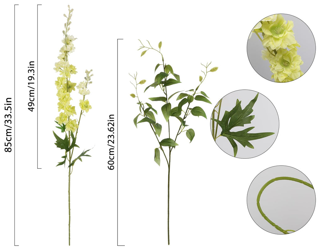 9Pcs Artificial Flowers Combo Clematis Greenery Stems, 33.5" Long Stem Larkspur for Wedding Centerpieces, Bridal