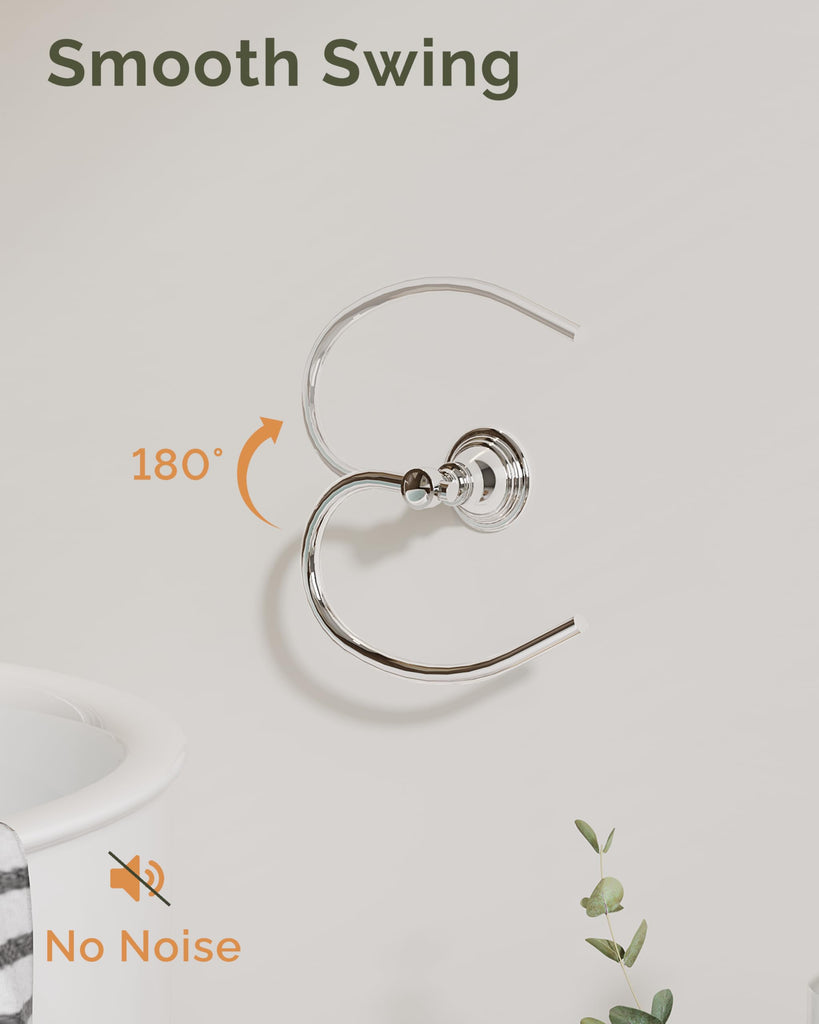 Chrome Towel Ring Wall Mounted, Towel Holder 2 Pack