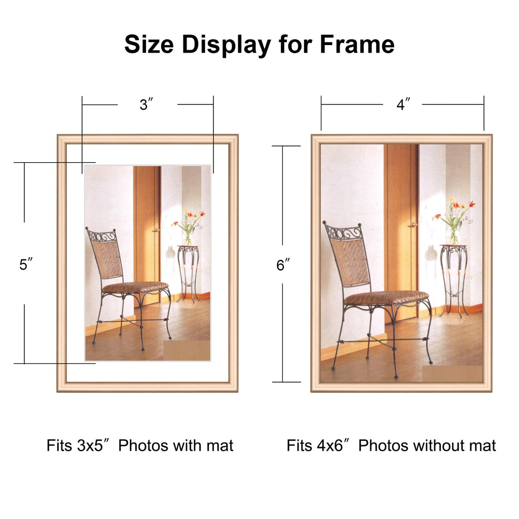 4x6 Brass Aluminum Frames 3Pack Fits 3x5 Mat Tabletop&Wall