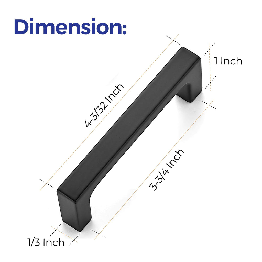 Matte Black Square & Solid Cabinet Handles,3-3/4 Inch,60 Pack