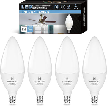 E12 LED Ceiling Fan Light Bulbs 60W Equivalent 5000K Daylight