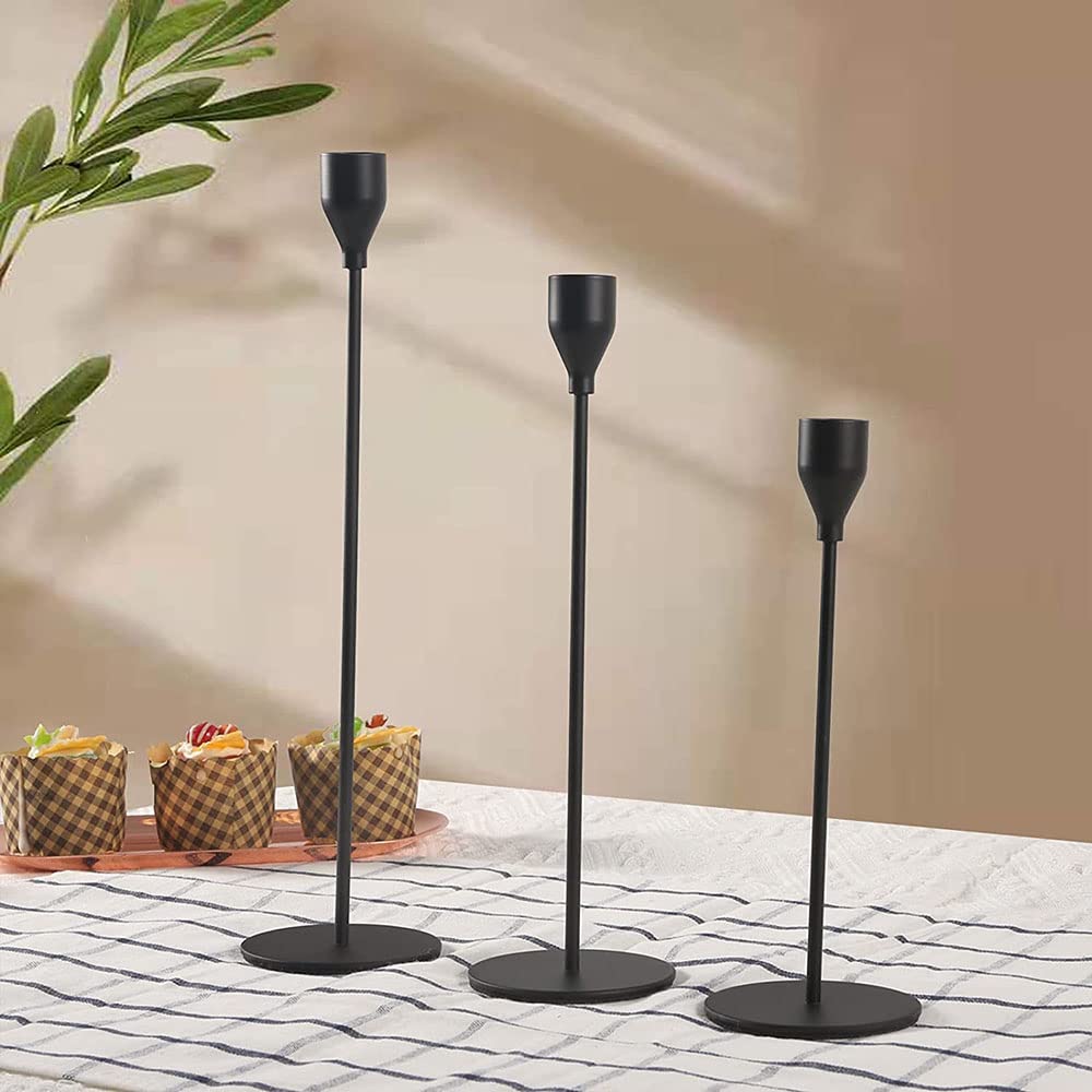 Matte Black Taper Candle Holder Set of 6, Tall Candlestick Holders