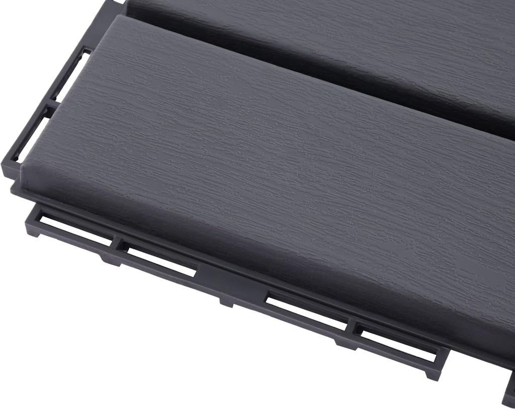30PCs Plastic Interlocking Patio Deck Tiles,12"x12" Waterproof Outdoor Flooring,Dark Grey Outdoor Imitation Wood